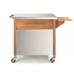 Carrello Plancha In Legno / Acciaio Inox - 00231n - Dm Creation