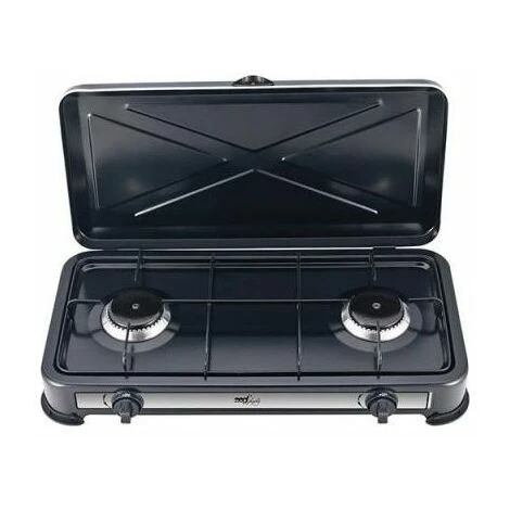 Melchioni Fornello A Gas 2 Fuochi Minerva 2 Con Coperchio Nero 3 Melchioni Fornello A Gas 2 Fuochi Minerva 2 Con Coperchio Nero