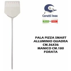 PALA PIZZA SMART QUADRA CM.36X36 MANICO ALLUM. CM.180 FORATA
