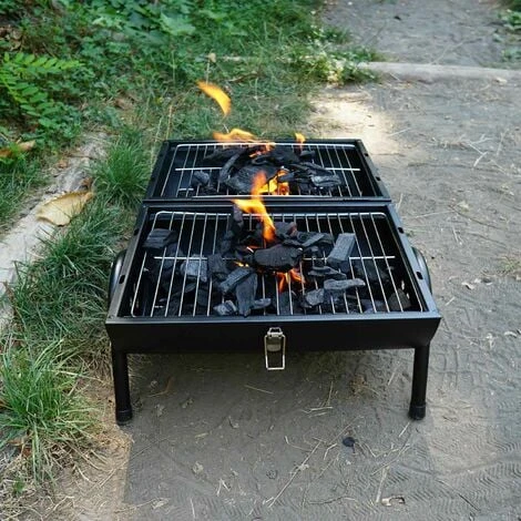 Grill Barbecue Da Tavolo Con Griglia In Acciaio Inox Carbonella Manico In Legno 5 Grill Barbecue Da Tavolo Con Griglia In Acciaio Inox Carbonella Manico In Legno - immagine 3