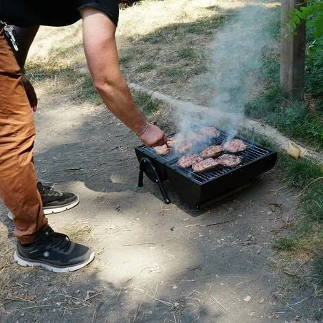 Grill Barbecue Da Tavolo Con Griglia In Acciaio Inox Carbonella Manico In Legno 6 Grill Barbecue Da Tavolo Con Griglia In Acciaio Inox Carbonella Manico In Legno - immagine 4