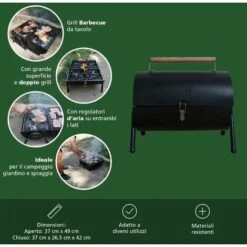 Grill Barbecue Da Tavolo Con Griglia In Acciaio Inox Carbonella Manico In Legno 11 Grill Barbecue Da Tavolo Con Griglia In Acciaio Inox Carbonella Manico In Legno -Barbecue Forniture Negozio 59903363 5