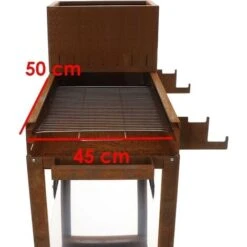 Barbecue A Legna E Carbone Completamente In Corten Piano Cottura Inox 45x50 Cm -Barbecue Forniture Negozio 60612092 3