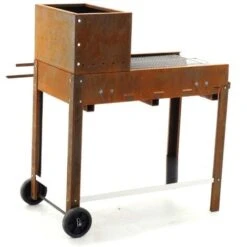 Barbecue A Legna E Carbone Completamente In Corten Piano Cottura Inox 45x50 Cm -Barbecue Forniture Negozio 60612092 4