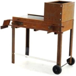 Barbecue A Legna E Carbone Completamente In Corten Piano Cottura Inox 45x50 Cm -Barbecue Forniture Negozio 60612092 5