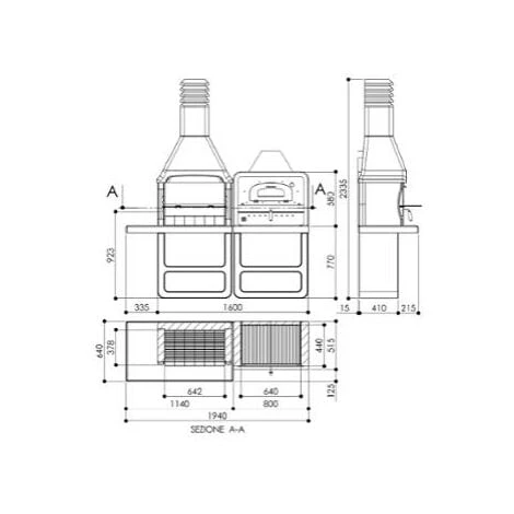 BARBECUE PORTOFINO 194X64XH229CM A LEGNA E CARBONELLA CON FORNO 4 BARBECUE PORTOFINO 194X64XH229CM A LEGNA E CARBONELLA CON FORNO - immagine 2
