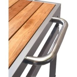 AVEIRO - Carrello Da Esterno Su Ruote Per Plancha - Legno Metallo - Due Livelli - Vassoio Piano In Legno - Legno E Argento -Barbecue Forniture Negozio 63744720 3