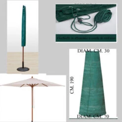 Telo Copriombrello Colore Verde NR14 30x70cm Altezza 190cm Resistente STI -Barbecue Forniture Negozio 6398819 3