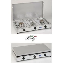 Fornello A Gas Gpl / Metano A 3 Fuochi Pianale In Acciaio Inox Cfparker Mod. 5523G. Colore: Grigio Gpl -Barbecue Forniture Negozio 64876551 3