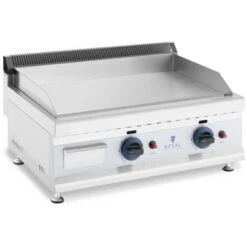 Griglia Fry Top A Gas Piastra Acciaio Liscia 60x40 Cm 2x3100 W Propano/Butano