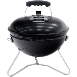 Barbecue A Carbone Portatile Da Tavolo Kekai Tahoe 37x37x44 Cm Coperchio Con Sistema Di Trasporto E Bloccaggio Smaltato Nero