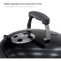 Barbecue A Carbone Portatile Da Tavolo Kekai Tahoe 37x37x44 Cm Coperchio Con Sistema Di Trasporto E Bloccaggio Smaltato Nero -Barbecue Forniture Negozio 69347070 5
