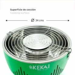 Barbecue A Carbone Portatile Da Tavolo Kekai Crater 35x35x25 Cm Ciotola Raccogli Grassi Con Ventola Regolabile Senza Fumi Verde -Barbecue Forniture Negozio 69347078 3