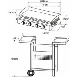 Griglia A Gas VALENCIA - 4 Bruciatori 10kW + Carrello -Barbecue Forniture Negozio 70592471 4