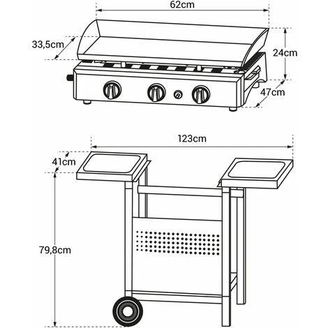 Piastra A Gas SÉVILLE - 3 Bruciatori 7,5kW + Carrello 6 Piastra A Gas SÉVILLE - 3 Bruciatori 7,5kW + Carrello - immagine 4