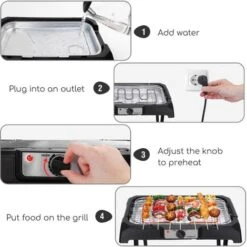 Aigostar Lava Pro - Griglia Senza Fumo, Griglia Per Barbecue Elettrica Con Piedini E Tavolo Da Esterno. Antiaderente Con Vassoio Rimovibile -Barbecue Forniture Negozio 72603491 3