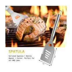SET BARBECUE Kit Professionale 7 Pezzi In Acciaio Inox-Portatile Accessori BBQ -Barbecue Forniture Negozio 81664808 5