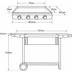 Piastra A Gas MÉRIDA 4 Bruciatori + Carrello -Barbecue Forniture Negozio 81880932 4