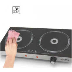 Fornello Elettrico Doppia Piastra Vetroceramica 2400W Piano Cottura SK-224 -Barbecue Forniture Negozio 82891029 5