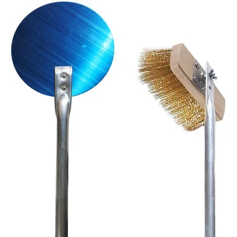 KIT PALE SET PALA PIZZA FORNO A LEGNA 2pz TONDA SPAZZOLA 4 KIT PALE SET PALA PIZZA FORNO A LEGNA 2pz TONDA SPAZZOLA - immagine 2