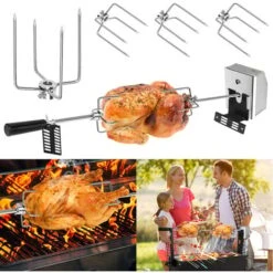 Barbecue Elettrici Set Di Spiedo Per Carne BBQ In Acciaio Inox 107cm Morsetto Per Carne BBQ Con Motore Incl. Aghi Per Carne, 220V - 240V HENGMEI -Barbecue Forniture Negozio 88136445 3