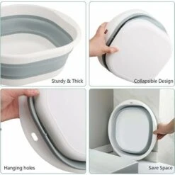 MINKUROW 2 Pezzi Ciotola Pieghevole Bacinella Pieghevole Lavabo Rotondo Pieghevole In Silicone Multifunzione Per Campeggio, Roulotte, Attività All'Aperto, Cucina, Viaggi, Campeggio, Escursionismo (Blu -Barbecue Forniture Negozio 88623738 3