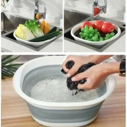 MINKUROW 2 Pezzi Ciotola Pieghevole Bacinella Pieghevole Lavabo Rotondo Pieghevole In Silicone Multifunzione Per Campeggio, Roulotte, Attività All'Aperto, Cucina, Viaggi, Campeggio, Escursionismo (Blu -Barbecue Forniture Negozio 88623738 4