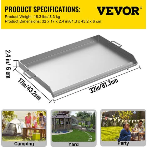 VEVOR Piastra Griglia Piatta In Acciaio Inossidabile Da 81x43x5.6cm Piatta Per Pentole A Tripla Piastra Con Due Pale Piastra Universale Piatta Per 4 VEVOR Piastra Griglia Piatta In Acciaio Inossidabile Da 81x43x5.6cm Piatta Per Pentole A Tripla Piastra Con Due Pale Piastra Universale Piatta Per - immagine 2