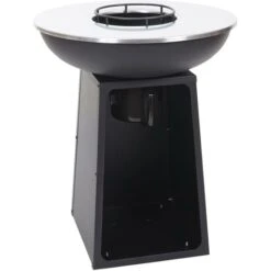 Barbecue BBQ Braciere Con Piastra Riscaldante HWC-K97 Acciaio Ø 66cm Nero
