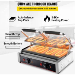 VEVOR 220V Piastra Per Barbecue, Sandwich Elettrica 3600W, Piastra Di Cottura Doppie Teste In Acciaio Inox, Piastre Grill Commerciale Da 50 A 300 ℃ -Barbecue Forniture Negozio 92855667 3