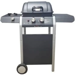 BARBECUE GAS BBQ GRILL PORTATILE RUOTE PIETRA LAVICA 2FUOCHI 1 FORNELLO LATERALE