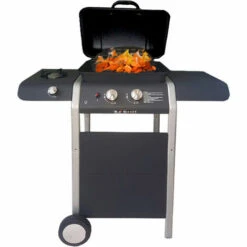BARBECUE GAS BBQ GRILL PORTATILE RUOTE PIETRA LAVICA 2FUOCHI 1 FORNELLO LATERALE -Barbecue Forniture Negozio 93958470 3