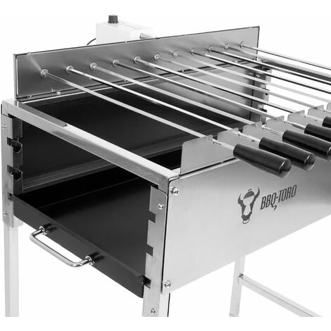 BBQ-Toro Griglia A Carbonella In Acciaio Inox Con Attacco Per Spiedini 11 Spiedini E Motore 4 BBQ-Toro Griglia A Carbonella In Acciaio Inox Con Attacco Per Spiedini 11 Spiedini E Motore - immagine 2