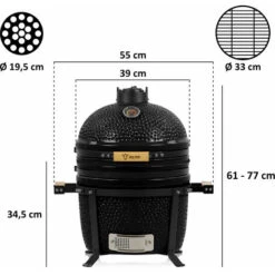 BBQ-Toro Kamado Grill A Carbonella Ø 39 Cm SHIRO Con Termometro E Manici In Legno, Nero 9 BBQ-Toro Kamado Grill A Carbonella Ø 39 Cm SHIRO Con Termometro E Manici In Legno, Nero -Barbecue Forniture Negozio 94790320 3