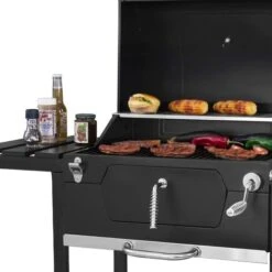 MasterCook - Barbecue A Carbonella In Acciaio Con Ruote Robusto E Stabile Con Doppia Griglia, Termometro E Regolazione Cestello Barbecue, Barbecue Carbonella Con Ripiani Laterali -Barbecue Forniture Negozio 95802965 4