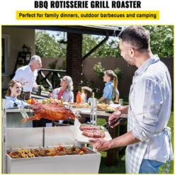 VEVOR Girarrosto BBQ Per Agnello Capacita Da 40kg Con Lamiera, Griglia A Barbecue Motore Elettrico 25W Con Forchetta Per Arrosto, Forno In Piedi BBQ In Acciaio Inox Con Pedana E Ruote Per Campeggio -Barbecue Forniture Negozio 95860515 3