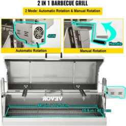 VEVOR Girarrosto Elettrico 40W In Acciaio Inox Con Griglia Forchetta Per Agnello Tacchino Pollo Da Esterno Campeggio Carico Max. 60kg, Set Girarrosto Elettrico Con Coperchio Maniglia In Acciaio Inox 10 VEVOR Girarrosto Elettrico 40W In Acciaio Inox Con Griglia Forchetta Per Agnello Tacchino Pollo Da Esterno Campeggio Carico Max. 60kg, Set Girarrosto Elettrico Con Coperchio Maniglia In Acciaio Inox -Barbecue Forniture Negozio 95860518 4