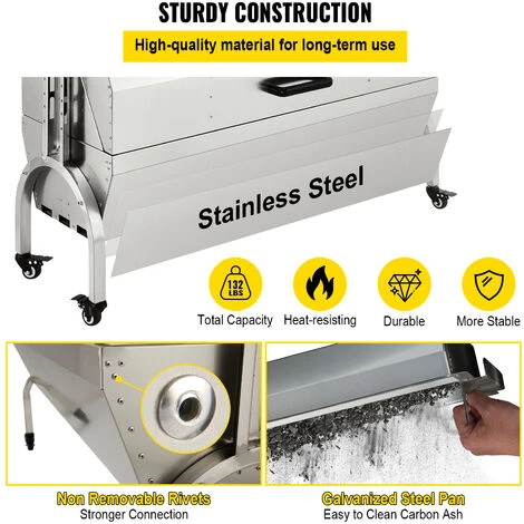 VEVOR Girarrosto Elettrico 40W In Acciaio Inox Con Griglia Forchetta Per Agnello Tacchino Pollo Da Esterno Campeggio Carico Max. 60kg, Set Girarrosto Elettrico Con Coperchio Maniglia In Acciaio Inox 7 VEVOR Girarrosto Elettrico 40W In Acciaio Inox Con Griglia Forchetta Per Agnello Tacchino Pollo Da Esterno Campeggio Carico Max. 60kg, Set Girarrosto Elettrico Con Coperchio Maniglia In Acciaio Inox - immagine 5