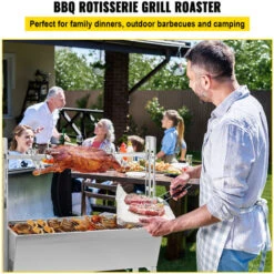 VEVOR Girarrosto BBQ Per Agnello Capacita Da 40kg Senza Lamiera, Griglia A Barbecue Motore Elettrico 25W Con Forchetta Per Arrosto, Forno In Piedi BBQ In Acciaio Inox Con Pedana E Ruote Per Campeggio -Barbecue Forniture Negozio 95860540 3