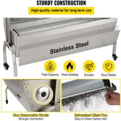 VEVOR Girarrosto Elettrico 40W In Acciaio Inox Con Griglia Forchetta Per Agnello Tacchino BBQ Esterno Da Campeggio Carico Max. 60kg, Set Girarrosto Elettrico Con Parabrezza Per Barbecue Agnello Pollo -Barbecue Forniture Negozio 95860546 5