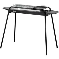 Outsunny Barbecue A Carbonella Con Griglia E Piastra In Acciaio Con Ripiani Laterali, 113x59x83.5cm, Nero