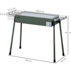 Outsunny Barbecue A Carbonella Con 2 Griglie E Cestini Laterali, 77x30x70cm, Verde Scuro 9 Outsunny Barbecue A Carbonella Con 2 Griglie E Cestini Laterali, 77x30x70cm, Verde Scuro -Barbecue Forniture Negozio 96085102 3