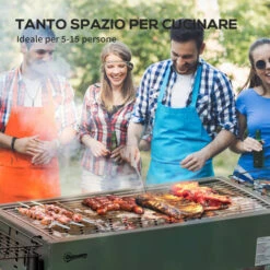 Outsunny Barbecue A Carbonella Con 2 Griglie E Cestini Laterali, 77x30x70cm, Verde Scuro 11 Outsunny Barbecue A Carbonella Con 2 Griglie E Cestini Laterali, 77x30x70cm, Verde Scuro -Barbecue Forniture Negozio 96085102 5