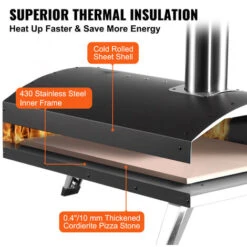 VEVOR Forno Per Pizza Portatile A Pellet Di Legno Con Pietra Per Pizza 12 Pollici Temperatura Max. 540℃, Forno Pizza Portatile Da Esterno A Pellet Di Legno Per Viaggio Campeggio Festa Evento Banchetto -Barbecue Forniture Negozio 96461208 4