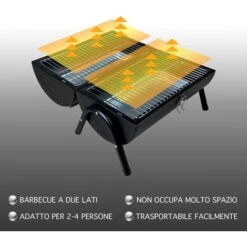 Griglia Cilindro Da Tavolo Bbq In Acciaio Inox Barbeque Da Viaggio Portatile Colore Nero Carbonella Trasportabile PicNic Campeggio -Barbecue Forniture Negozio 97130266 3