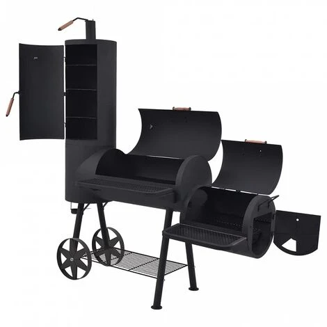 Barbecue A Carbonella Con Ripiano Inferiore Nero XXL 4 Barbecue A Carbonella Con Ripiano Inferiore Nero XXL - immagine 2