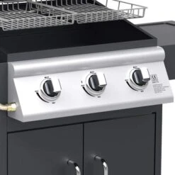 Barbecue A Gas Pietra Lavica 3 Fuochi + Fornello E Piano Laterali Termostato -Barbecue Forniture Negozio 97740483 5
