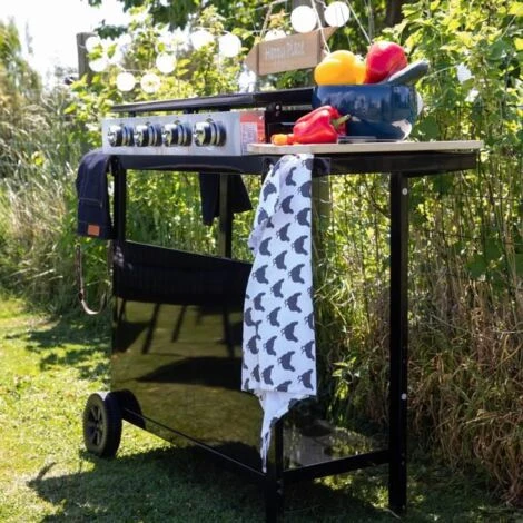 Garden Plancha Garden Max Merida - 4 Luci - Su Un Carrello - Acciaio Smaltato - 75 X 35 Cm - Nero 4 Garden Plancha Garden Max Merida - 4 Luci - Su Un Carrello - Acciaio Smaltato - 75 X 35 Cm - Nero - immagine 2